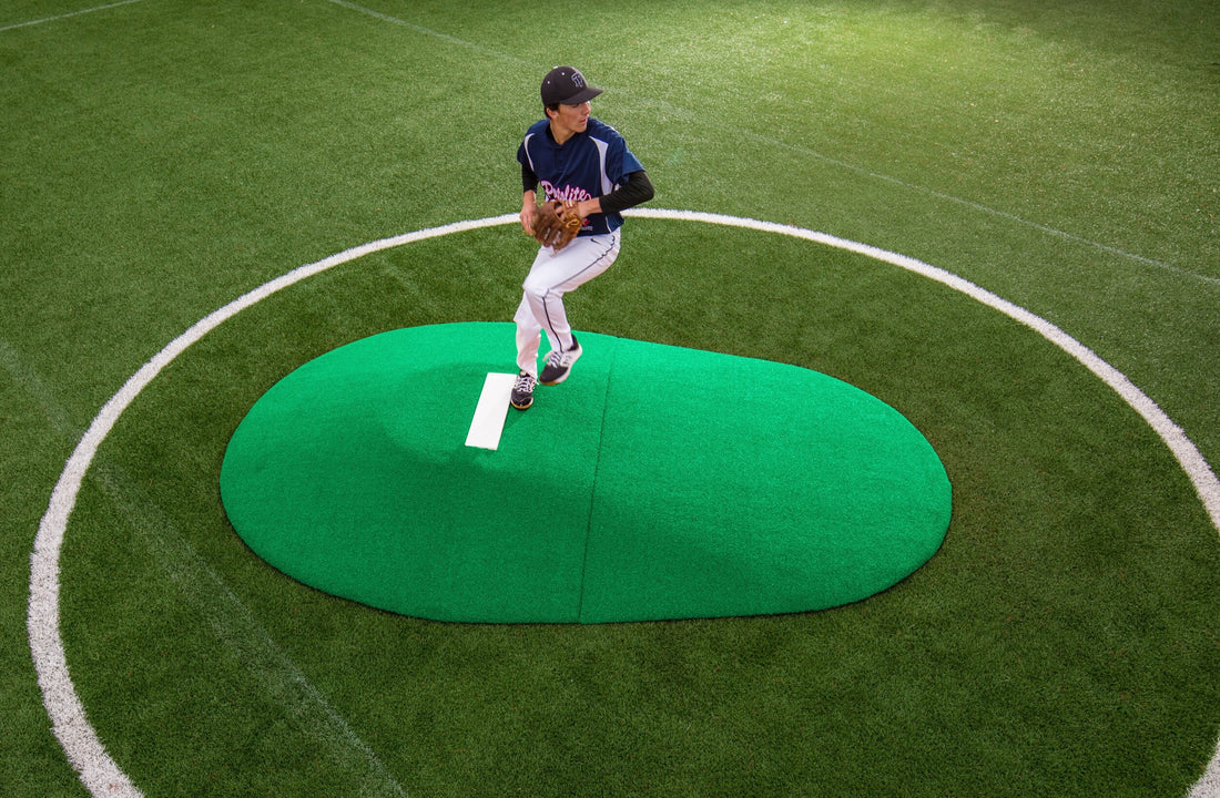 Texas baseball league training all ages on Portolite two-piece game mound.